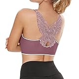 Fauean Sport BH Damen Starker Push Up Sport Bra Top Yoga Jogging Fitness Gym Bustier Oberteil ohne Buegel Schmetterling Back Design Push up BH Top Bra für Fitness Joggen Yoga Training
