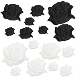 Woohome Patches zum Aufbügeln, 20 Stück Schwarze Rosenblüte Weiße Rosenblüte Flicken Patches Patch Sticker Applikationen zum Nähen Oder Aufbügeln für DIY H