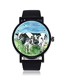 Lustige Kuh-Drucke, schwarz und weiß Doodle ultradünne Herren Damen Armbanduhren Business Casual Sport Quarzuhr für Frauen Männer Wasserdicht Unisex U