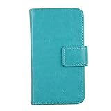 Gukas PU Leder Tasche Hülle Für MEDION Life P5005 MD 99474 5' Handy Flip Design Brieftasche mit Kartenfächer Schutz Protektiv Case Cover Etui Skin (Farbe: Blau)