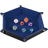 SIQUK Doppelseitige Würfelteller Faltendes Hexagon PU-Leder und Dunkelblauer Würfelbretter für Dungeons und Dragons RPG-Würfelspiel D & D und andere Tischsp
