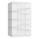 SONGMICS Schuhboxen, 10er Set, Aufbewahrungsboxen für Schuhe, Schuh-Organizer mit 6 kleinen und 4 großen Boxen, stapelbar, für Schuhe verschiedener Größe und Art, transparent LSP010W01