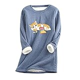 Weihnachten Langarmshirts für Damen Hemd Long Damen tichert Damen top blau Pullover schulterfrei Damen Hoddie Sport Shirt Frauen Pullover Damen ausgefallene S
