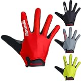 Fahrradhandschuhe für Männer – MTB Handschuhe als Vollfinger Variante – Geeignet für Rennrad, Mountainbike und Trekkingrad – Lange Fahrrad Handschuhe für Frauen und Männer (Red, M)