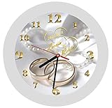 Wanduhr 5 -Geschenk-Hochzeitstag-Hochzeitstaggeschenk-Ehe-Trauringe-Herzen-Polterabend-personalisiert *KEIN TICKEN*