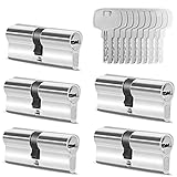 GERCAR 5x Schließzylinder gleichschließend 5 Profilzylinder 30/30 inkl. 25 Schlüssel - 60 mm - Doppelzylinder Türschloss Zylinderschloss gleichschliessendes 5er Set - Länge: 60mm, A:30 B:30