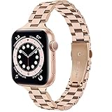 V-MORO Kompatibel für Apple Watch Armband 44mm/42mm 6 Se und, Schlankes Edelstahl Ersatzband Kompatibel für iWatch 44mm/42mm Series SE/6/5/4/3/2/1 Ersatzarmband für Damen&Herren Roség