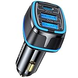 USB C Auto Ladegerät 80W, PD & QC 3.0 KFZ Autoladegerät [20W Typ C + 60W Dual USB] Zigarettenanzünder Adapter 12V, für iPhone 13/12 Pro/Max/Mini, iPad, Galaxy S10/ S9, Huawei Handy Tablet (PD+QC 3.0)