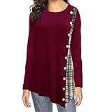 NIUYAN Damen Tops Tunika Pullover Oberteile 2021 Neu Lockere Lange Ärmel Streetwear Weihnachtsdruck T-Shirts Christmas Beiläufig Bluse Sweatshirts Loose Hemd Mode Rundhals Herbstob