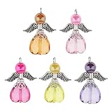 UBL PULABO5 Stück Schutzengel-Charms Anhänger facettierte Acryl Herz Perlen Flügel passend für Halskette, Ohrringe, Armband, Basteln, sehr praktisch und belieb