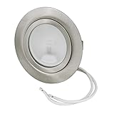 Möbeleinbauleuchte Farbe: Edelstahl gebürstet 12Volt AC G4 20Watt Halogenleuchtmittel Dimmbar Bohrloch 55-58mm Außendurchmesser 73mm Einbautiefe 21mm Leuchtmittel austauschbar auch für G4 LED Lampen geeig