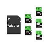 KEXIN Micro SD Karte 16GB 5 Stück Speicherkarte + Adapter UHS-1 MicroSDHC Speicherkarten Class 10 U1 C10 Memory Karte Mini SD Card TF Card für Smartphone, Tablet, Action-Kamera, Drohne und Notebook