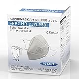 AUPROTEC 40 Stück FFP2 Maske Aupromask AM-101 Atemschutzmaske EU CE 0598 Zertifiziert EN149:2001+A1:2009 Mundschutz 5 lagig Premium Vlies DERMATEST 01/2021 *Sehr Gut* einzeln verpack