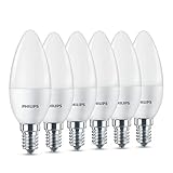 Philips LED Lampe, ersetzt 40W, E14, Warmweiß (2700 K), 470 Lumen, Kerzenform, 6er Pack,