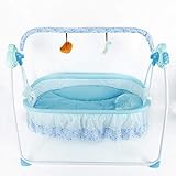 Automatik Babyschaukel mit Fernbedienung，Elektrische Babyschaukel mit Musik Sicher Wippe für Babys Zwischen 0 und 25KG，Baby Wiege mit Timing-Funktion, MP3 Play (blau)