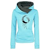 Eaylis Damen Weihnachts Rollkragen Hoodie Sweatshirt, Lustig Pullover T-Shirt Blouse Tops Lässig Weihnachtsshirt Langarmshirt Pulli Sweater Kapuzenpullover Teenager Mädchen Weihnachten Geschenk