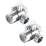 Wasserhahn Umstellventil - 2 Stück M22 (22mm) Innengewinde Messing Umstellventil 3-Wege Eckventil Badezimmer Waschbecken Wasserhahn Messing Umsteller für 1/2 Zoll Schlauchteil Adapter((Washbasin))