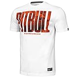 Pit Bull West Coast T-Shirt Orange Dog Weiß - Streetwear Fashion Herren Shirt (M)