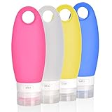 4PCS Reise Flaschen - Shampoo reiseflaschen, INTVN Silikon Reiseflaschen Set Nachfüllbare Squeezable-Set mit Tasche für Shampoo, Creme, Lotionen und Körperpflege Produk