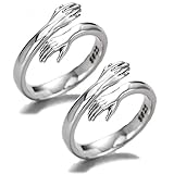 Komm zu meinem Arm Umarmung 925 Sterling Silber offenen Ring, 925 Sterling Silber Umarmung Hände Verstellbare Ring für Frauen 2PCS