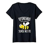 Damen Sumsi mit Po Optimismus Imker Bienen Honig Lustiges Spaß T-Shirt mit V