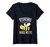 Damen Sumsi mit Po Optimismus Imker Bienen Honig Lustiges Spaß T-Shirt mit V