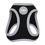 DDOXX Brustgeschirr Air Mesh, Step-In, reflektierend | viele Farben | für kleine, mittlere & mittelgroße Hunde | Hunde-Geschirr Hund Katze Welpe | Katzen-Geschirr Welpen-Geschirr | Schwarz, S