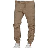 LFYYDS Herren Hose Lange Regular Fit Cargo Hose Lässige Unifarben Jogginghose Laufhose Slim Fit Classic Cargohose mit Multi Taschen Leichte Atmungsaktive Wanderhose Trekking