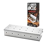 Merecho Räucherbox aus Edelstahl für BBQ, Smokerbox Geräucherte Box, Edelstahl Räucherbox Robustes Grillzubehör für Gasgrill und Holzkohleg