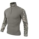 T-Shirt Herren Camouflage Spleißen Langarmshirt Herren Slim Fit Hoher Kragen Sportshirt Herren Outdoor Lauf Fitness Workout Funktionsshirt Herren Lässig Mode T-Shirt H
