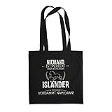 Fashionalarm Stoffbeutel - Niemand ist perfekt - Isländer | Beutel Baumwoll-Tasche mit Spruch Geschenk-Idee Pferde-Liebhaber Reiten Island-Pferd, Schwarz One S