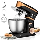 Küchenmaschine Scheffler 2000W Knetmaschine ,5L Küchenmaschine XL,Teigmaschine, 6 Geschwindigkeiten, 8 weiteren Zubehörteilen inklusive, Knethaken, Flachrührer, Schneebesen（Black)