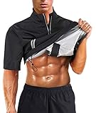 KUMAYES Sauna Suit Anzug für Herren, Training, Gewichtsverlust, Fitnessstudio, Gymnastikjacke, Fitnessjacke, Sportjacke, Schwarz, M