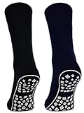 2 | 4 | 6 Paar ABS Socken Damen & Herren Anti Rutsch Socken Baumwolle Stoppersocken Noppensocken 21395 (Schwarz|Blau|Grau 2 Paar 43-46)