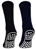 2 | 4 | 6 Paar ABS Socken Damen & Herren Anti Rutsch Socken Baumwolle Stoppersocken Noppensocken 21395 (Schwarz|Blau|Grau 2 Paar 43-46)