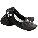 Siegertreppchen® Turnschläppchen Leder (Größe 39) Schwarz, Gymnastikschuhe für Kinder & Erwachsene - Ballettschuhe atmungsaktiv &