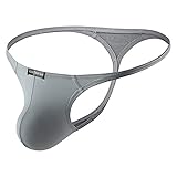 I3CKIZCE Herren Sexy Jockstrap String Tanga Unterwäsche Low-Rise Männer G-String Sortunterwäsche Slips Thong Herren Sportlich Tiefschutz Suspensorium S-XXL (Grau, M)