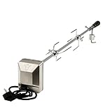 BBQ-Toro Universal Grillspieß Set I inkl. 2X Fleischnadeln, Lager, Ausgleichsgewicht und Motorhalterung I 220V - 240V Edelstahl Motor I Drehspieß für Gasgrill I Rotisserie (90 cm)