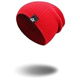 YXLJC Strickmütze Damen Mütze Winter Männer Skullies Mützen Warme Lässige Slouchy Mütze Häkelmütze Mütze Weibliche Baggy Cap (Color : Red, Size : One Size)