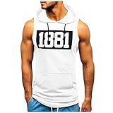 Zylione Herren Tank Top Ärmellos Tank Shirt mit Print Unterhemden Hoodie Weste Muskelshirt Fitness Sommer Sport T-Shirt Gym Tops Gr. 56, C-weiß