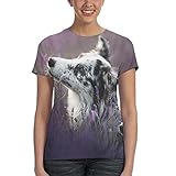 T-Shirt mit australischem Schäferhund, lässig, kurzärmelig, Tunika, Tops, Rundhalsausschnitt, B