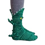 Eayoly Knit Crocodile Socks, Fish Socks, Trendy Knitted Patterns Whimsical Knitted Cuffs Winter Warm Socks,Thick