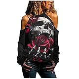 Blusenjacke Damen Sommer Rote Tunika Blusentop S Oberteile Hemdbluse Cold Shoulder Sexy Tops Ausschnitt Blusentop Sommer Tunika Hippie Style Steampunk Bluse Glitzer Oberteile Party