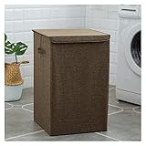 Baumwollleinen Wäschekorb mit Deckel Große Kapazität Badezimmer Lagerkorb Haushalt Collapsible wasserdichte Wäscherei Waschmaschine Waschbare Korb Wäsche Bin (Color : Coffee, Size : S 34x34x56cm)