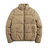 LOSVIP Damen Winter Baumwolljacke Leichte Baumwollkleidung Slim Fit Kapuzenjacke,Damen warme abnehmbare Mütze gestreifte Daunenjacke (Khaki-B, XL)