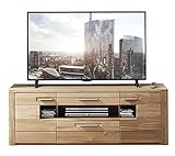 Möbel Jack TV-Lowboard Fernsehschrank Fernsehtisch | Braun | Wildeiche Bianco teilmassiv | 160x56x45