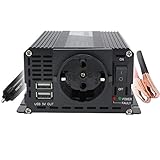 Wechselrichter 400W /500W Stoßkraft 12V auf 230V 2 USB Europäische Steckdosen kfz Spannungswandler Inverter DC AC Umwandler Stromwandler Wohnwagen Auto Zigarettenanzünder Steck