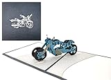 Banzk Motorradkarte, 3D Pop Up Grußkarte Pop Up Geburtstagskarte mit Umschlag, Handgemachte Motorradkarte für Vater, Freund, Männer, Kinder, Glückwunschkarte, Ruhestandskarte, Einzigartige Geschenk