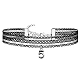 Gualiy Choker Halskette Samt Spitze Halsband Schnüren Buchstaben 5' Form Anhänger Hoker Maskenspiel Halsschmuck Silber Schwarz, 35+5CM