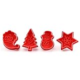 YMKT 4 stücke Weihnachten Cookie Cutter Set - Plätzchenstempel Keksform - Frühling gepresste Kuchenformen - Weihnachtsbaum, Schneemann, Schneeflocke, Santa DIY-F